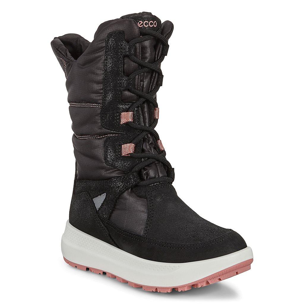 Ecco Solice K Girls Lace Up Winter Bootss In Black Sale - India WSA-043975